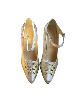Peter Fox Vintage Metallic Gold Champagne Women's Mary Jane Heels Size 8.5 B